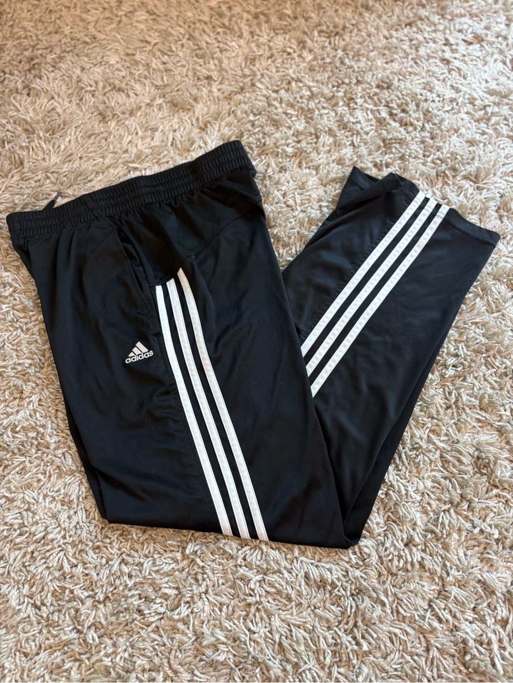 adidas Black Jogger Sweatpants with White Side Stripes